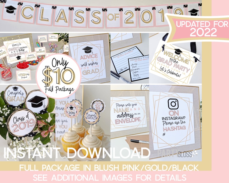 Graduation Printable Package Grad Party Decor Class of - Etsy