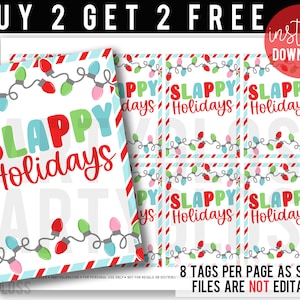 Slappy Holidays Druckbare Slap Armband Tag | Weihnachtsanhänger für Kinder | Armband Karte | Klasse Geschenk | Klassenkameraden Anhänger | Non Food Weihnachtsanhänger