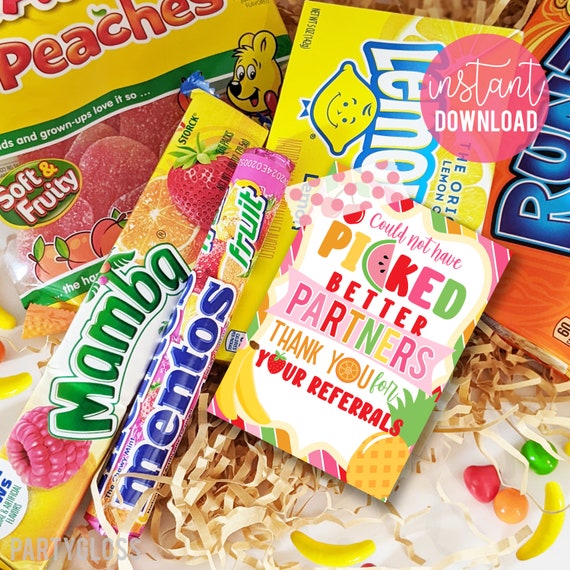 Referral Appreciation Printable Fruity Candy Gift Tags, Thank You