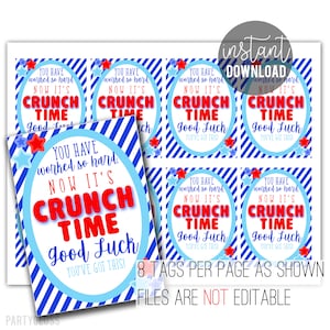 Crunch Time Good Luck Printable Tag | Printable Crunch Tags | PTO PTA | Team Competition |  Game Team Tags | Test Taking Good Luck Crunch