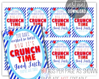 Crunch Time Good Luck Printable Tag | Printable Crunch Tags | PTO PTA | Team Competition |  Game Team Tags | Test Taking Good Luck Crunch