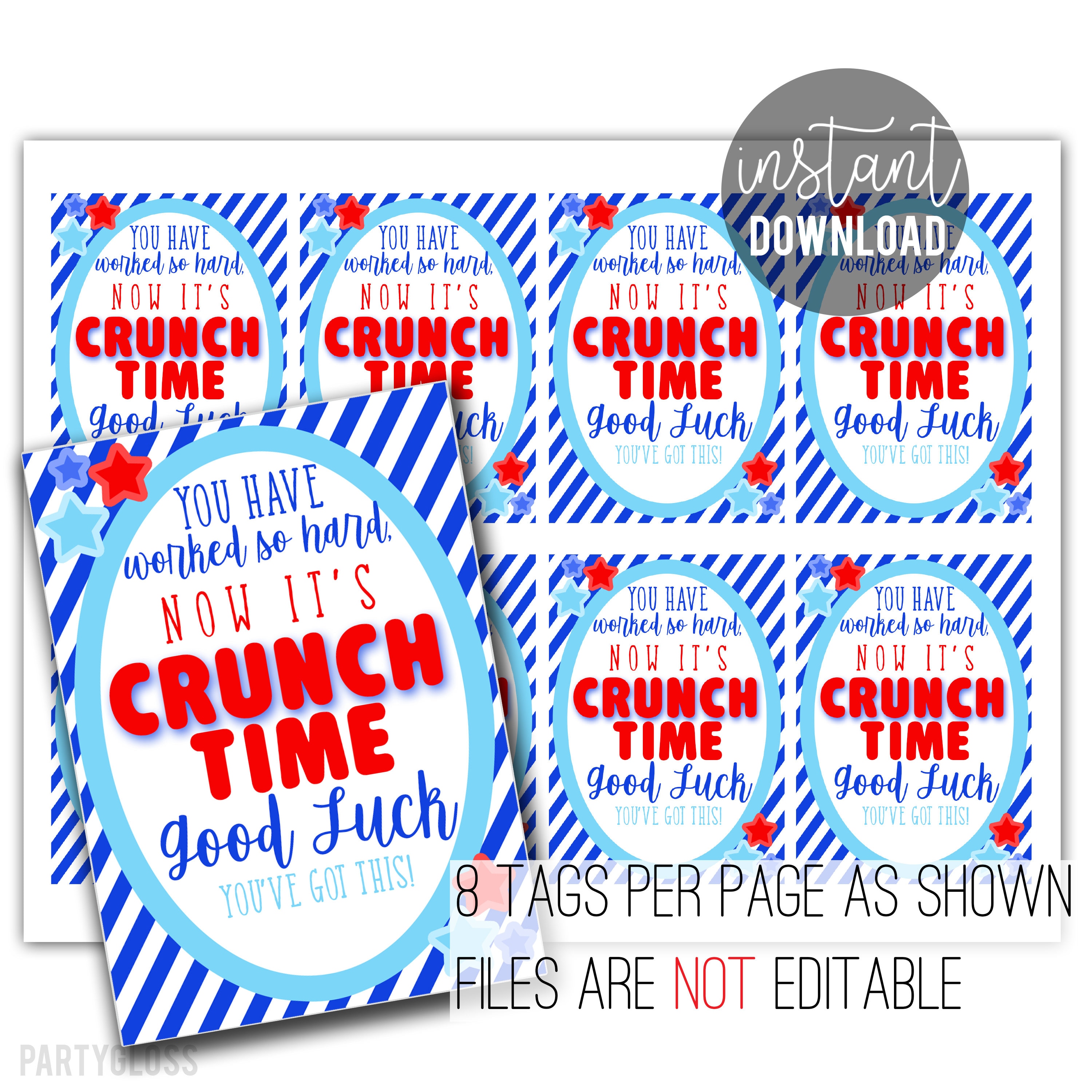 Crunch Time Good Luck Printable Tag Printable Crunch Tags Etsy