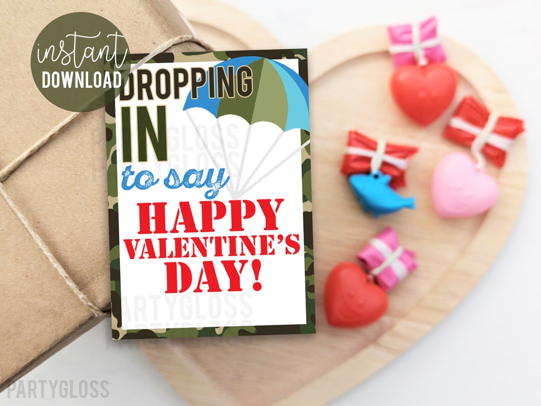 Parachute Valentine's Day Printable Tags Non Food Dropping in Army Man ...