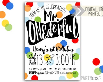 Mr Onederful Invitation - Digital or Printed | Mr Onederful Printable | Birthday Invitation |  Mr Onederful Invite | First Birthday
