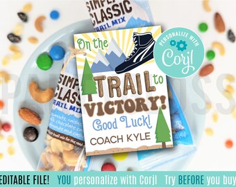 Editable Wrestling Trail Mix Printable Gift Tags On The Trail To Victory Good Luck Practice Match Meet Tournament Conditioning Camp Snacks