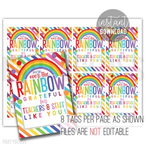 Teacher Appreciation Printable Tag | Teacher Rainbow Tags | Staff Gift Ideas | Teachers & Staff | PTO PTA Teacher Staff Gift Tag | Teachers