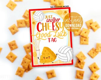 Volleyall Cheesy Good Luck Druckbare Geschenkanhänger, Käse-Cracker Tasche Snacks Stick Indoor-Strand-Match-State-Meisterschaft-Turnier Playoff