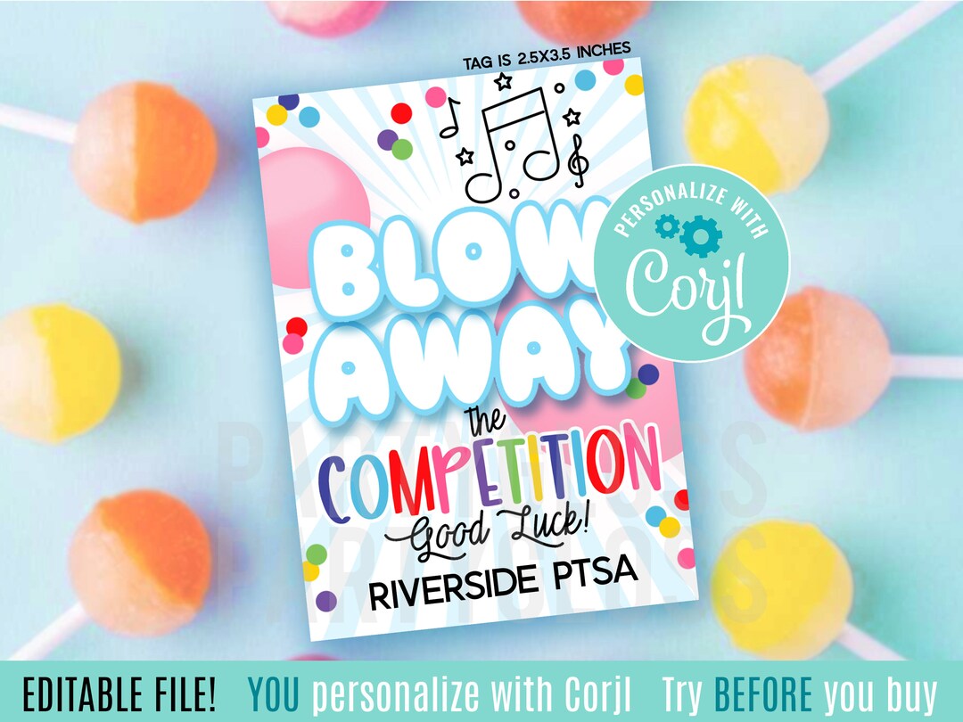 Editable Music Printable Gift Tags Blow Away the Competition Good Luck ...