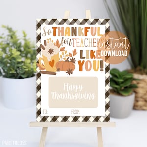 Titulaire de la carte-cadeau imprimable d’appréciation des enseignants de Thanksgiving, professeur de coach de café Le personnel de l’école PTA PTO est si reconnaissant pour les enseignants comme vous