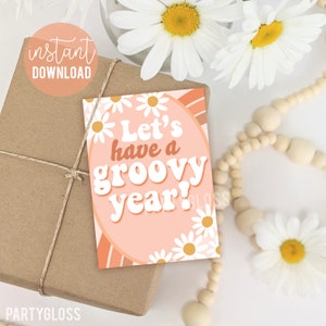 Laten we een hip jaar hebben Terug naar school Afdrukbare cadeaukaartjes, Boho Daisy Leraarwaardering van leraar eerste dag van schoolklascadeau