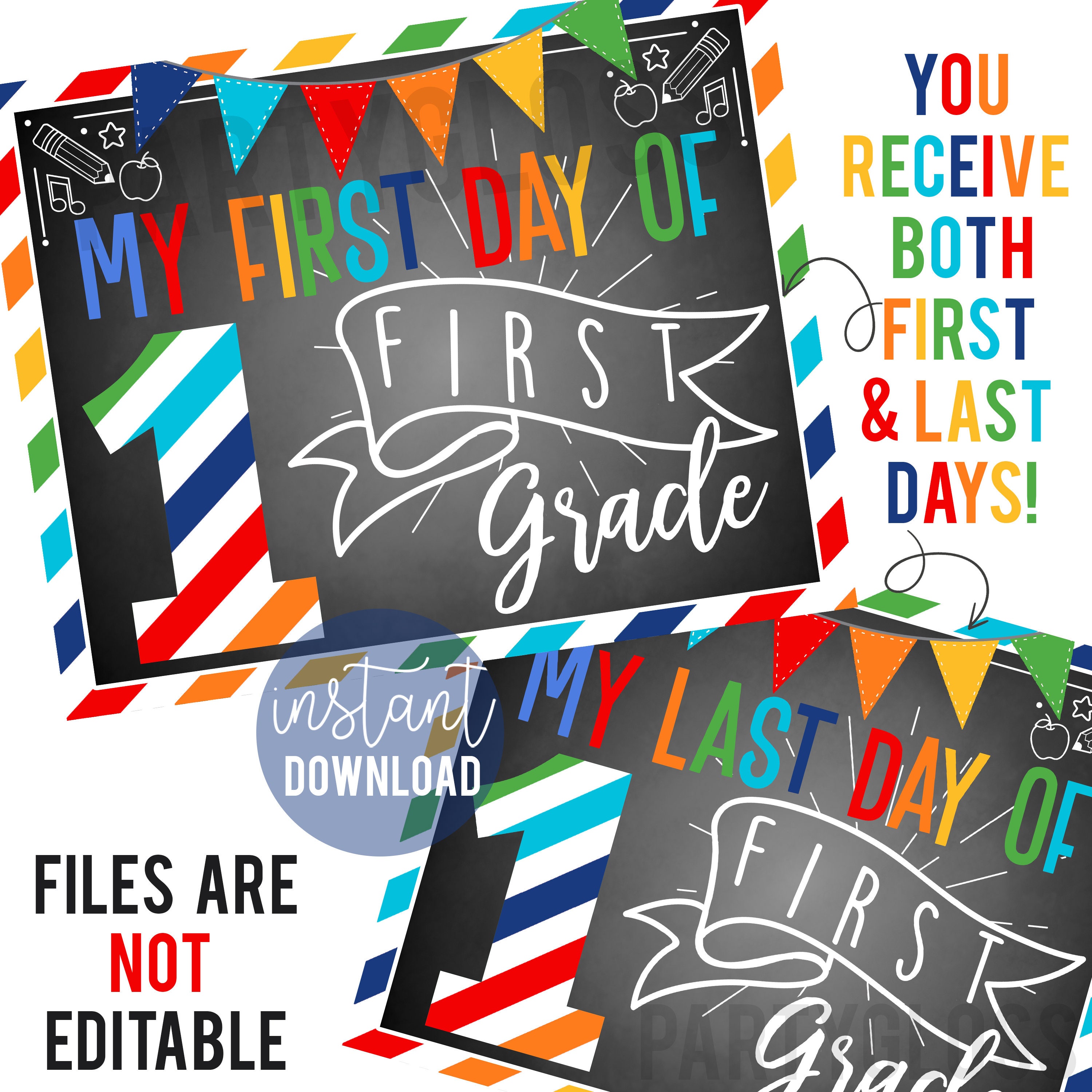 First Day of First Grade 8x10 Printable Sign, Back to School 1st Grade ...