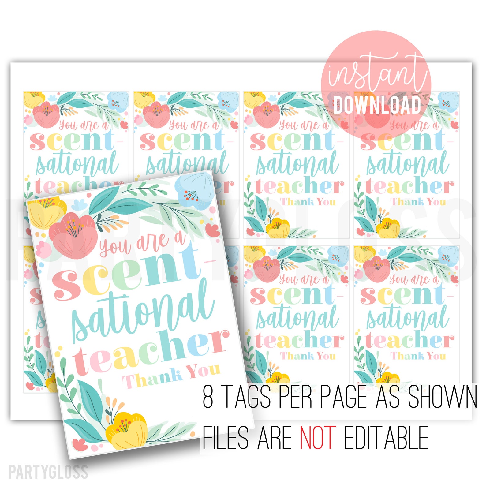 Scentsational Teacher Printable Tags Scentsational Teacher Etsy