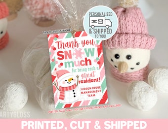 Resident Appreciation Tags, Personalized, Printed & Shipped, Thank You Snow Much Tag, Property Manager Management Pop By, Winter Treat Tag