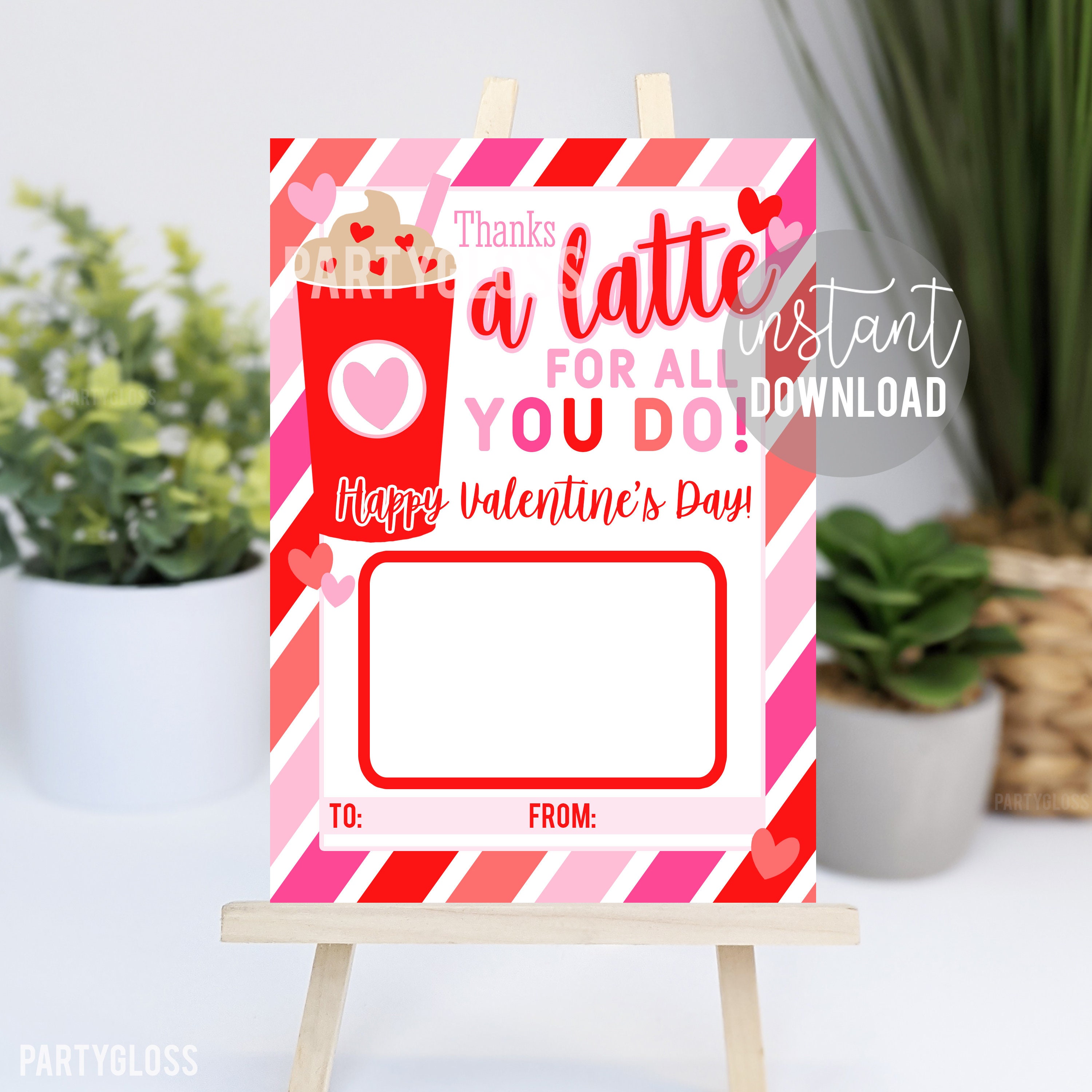 Valentine's Day Coffee Printable Gift Card Holder Teacher - Etsy