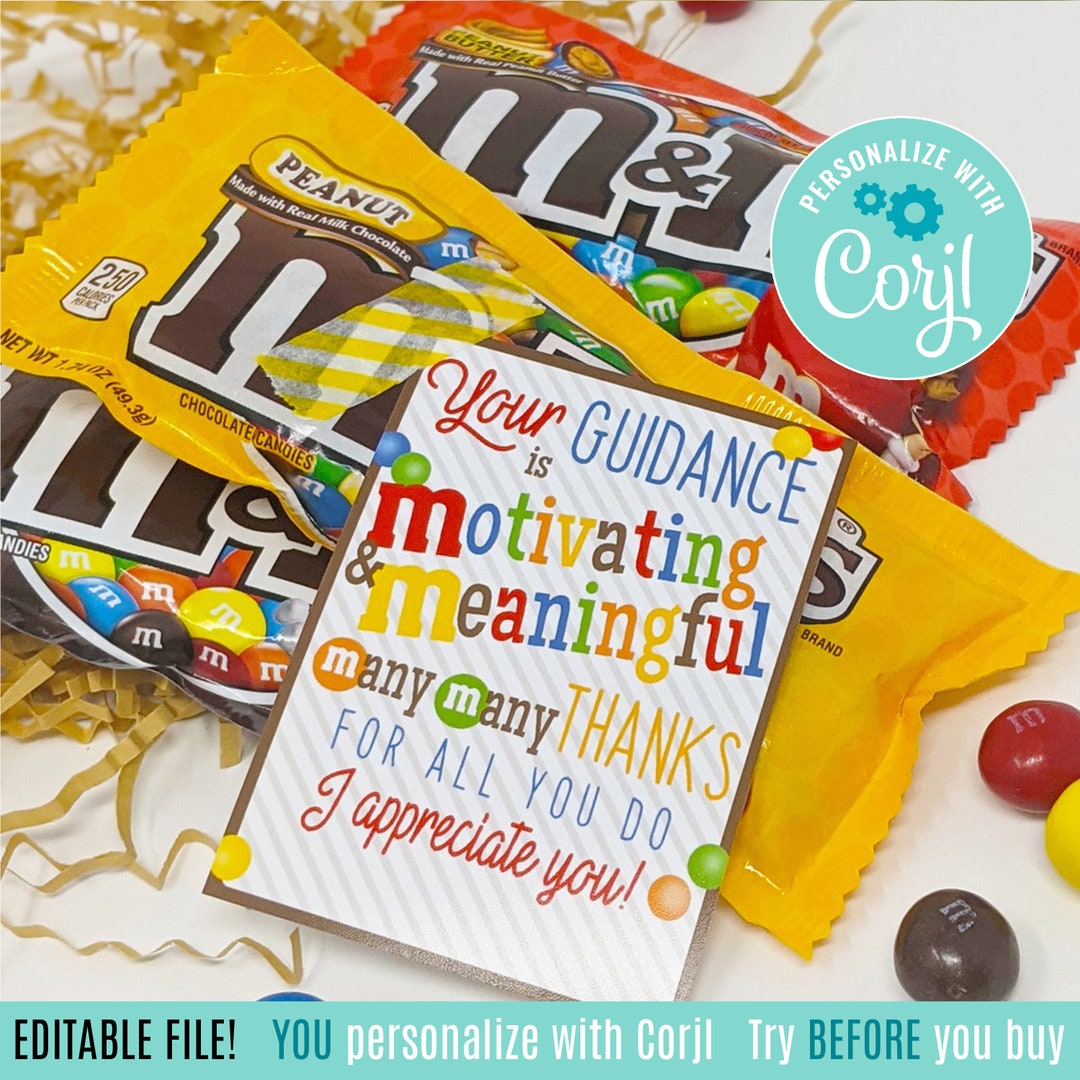 Editable Counselor Appreciation Printable Tag Coworker Tags Boss Gift ...