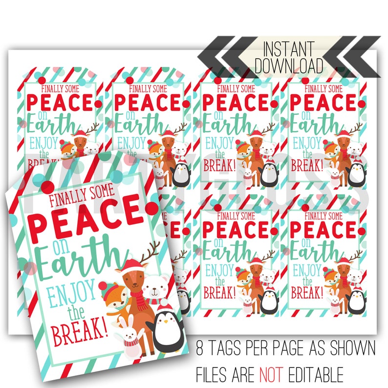 Teacher Christmas Gift Printable Tag Christmas Teacher Tag | Etsy