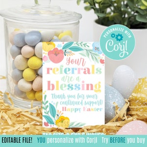 Editable Easter Blessing Referral Marketing Printable Tag | Printable Marketing | Easter Marketing | Referrals Are A Blessing Corjl PG999