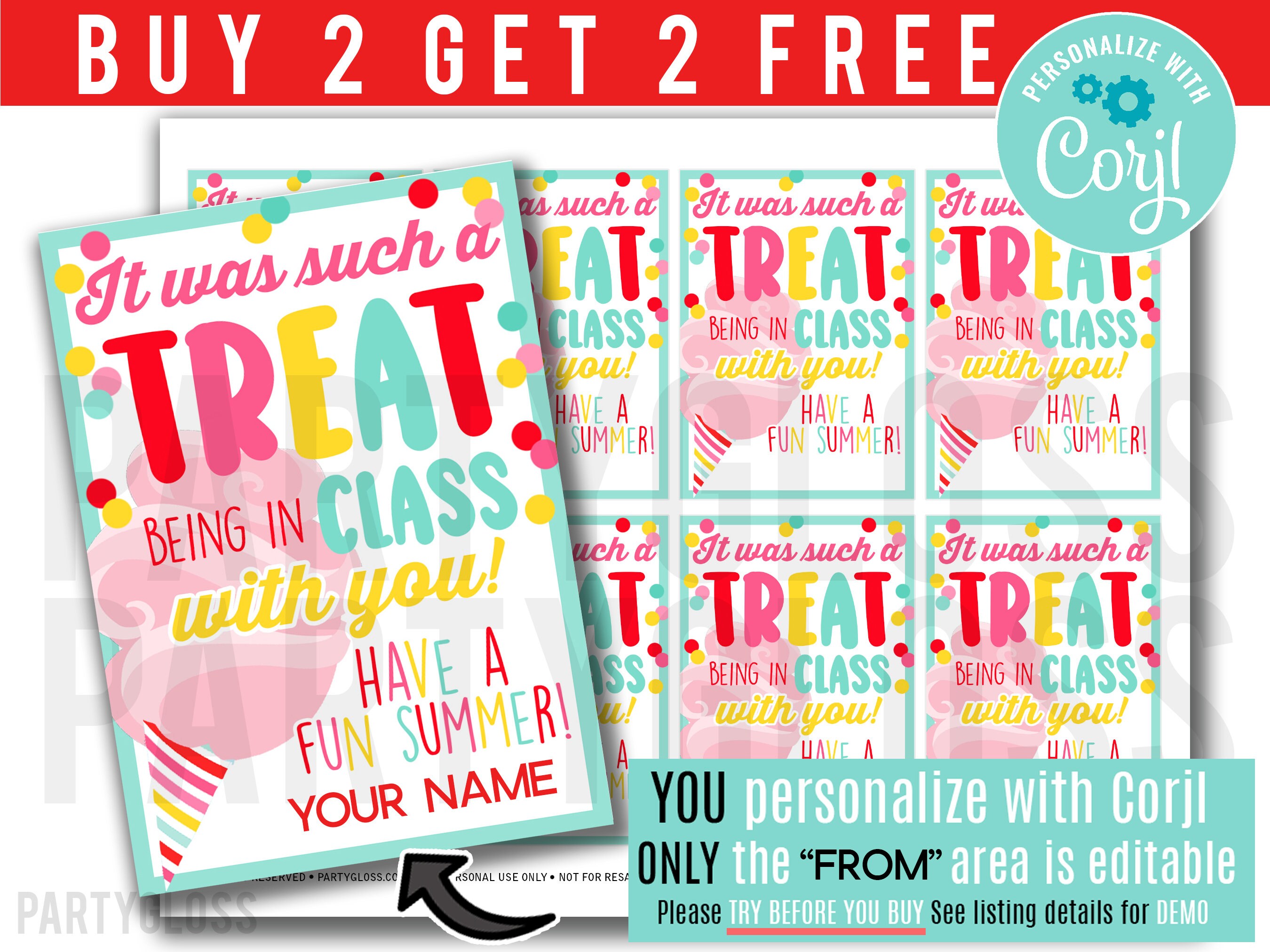 Editable Such A Treat End of Year Printable Tags Being in Class With ...