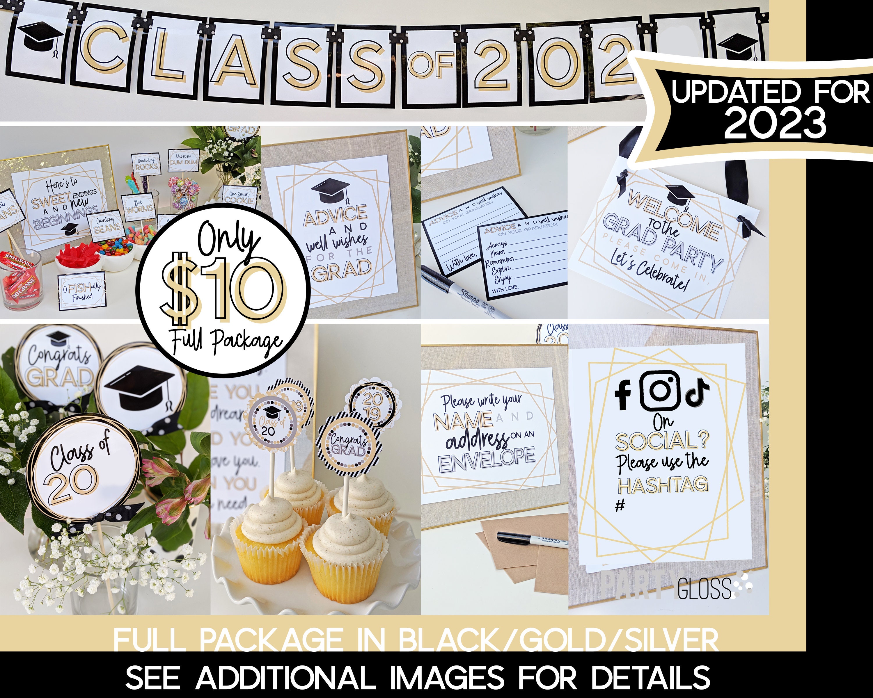 Black And White Graduation Party Ideas #diypartydecorationsgold  White  party decorations, Black and white party decorations, Black party  decorations
