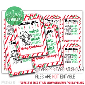 Mint Appreciation Printable Tag | Mint Tags | Christmas Tags | Teacher Gift Tag | Teacher Thank You | Teacher Appreciation Tag | Staff Gift