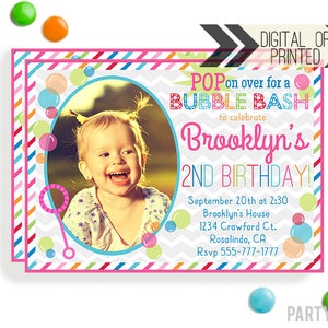 Bubble Party Invitation Digital or Printed Bubbles Invitation Bubble Party Bubbles Birthday Party Bubble Invitations Bubbles image 1