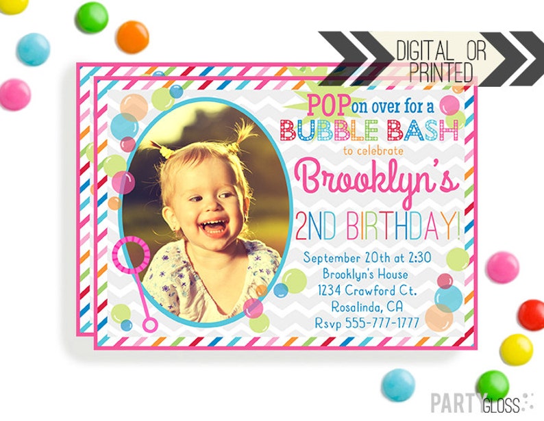 Bubble Party Invitation Digital or Printed Bubbles Invitation Bubble Party Bubbles Birthday Party Bubble Invitations Bubbles image 1