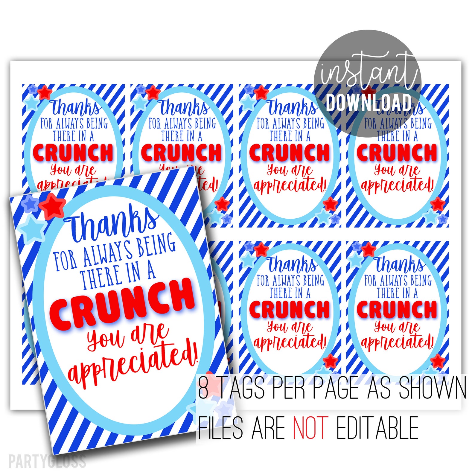 Crunch Appreciation Printable Tag Printable Crunch Tags - Etsy