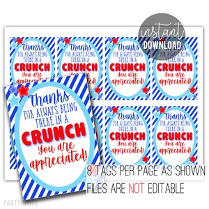Dank fürs Dasein in einer Crunch Candy Bar Wertschätzung Geschenkanhänger zum Ausdrucken Mitarbeiter Team Nachbar Freund Büroangestellte Dozenten