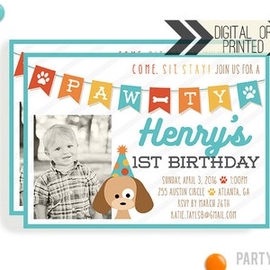 Puppy Dog Birthday Invitation Digital or Printed Puppy Party Dog Invite Puppy Dog Invite Puppy Invitation Modern Dog Theme image 1