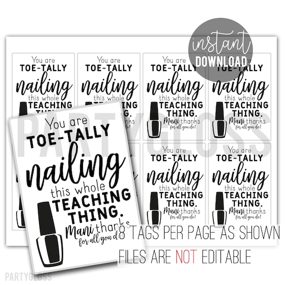 Teacher Appreciation Printable Tag Nail Polish Tag - Etsy