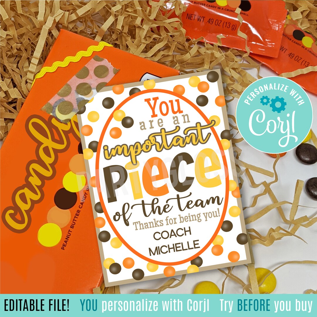 Editable Piece of the Team Printable Tag Important Piece of Etsy