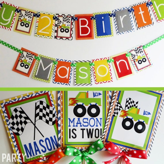 Monster Truck Birthday Party Decorations Fully Assembled Etsy