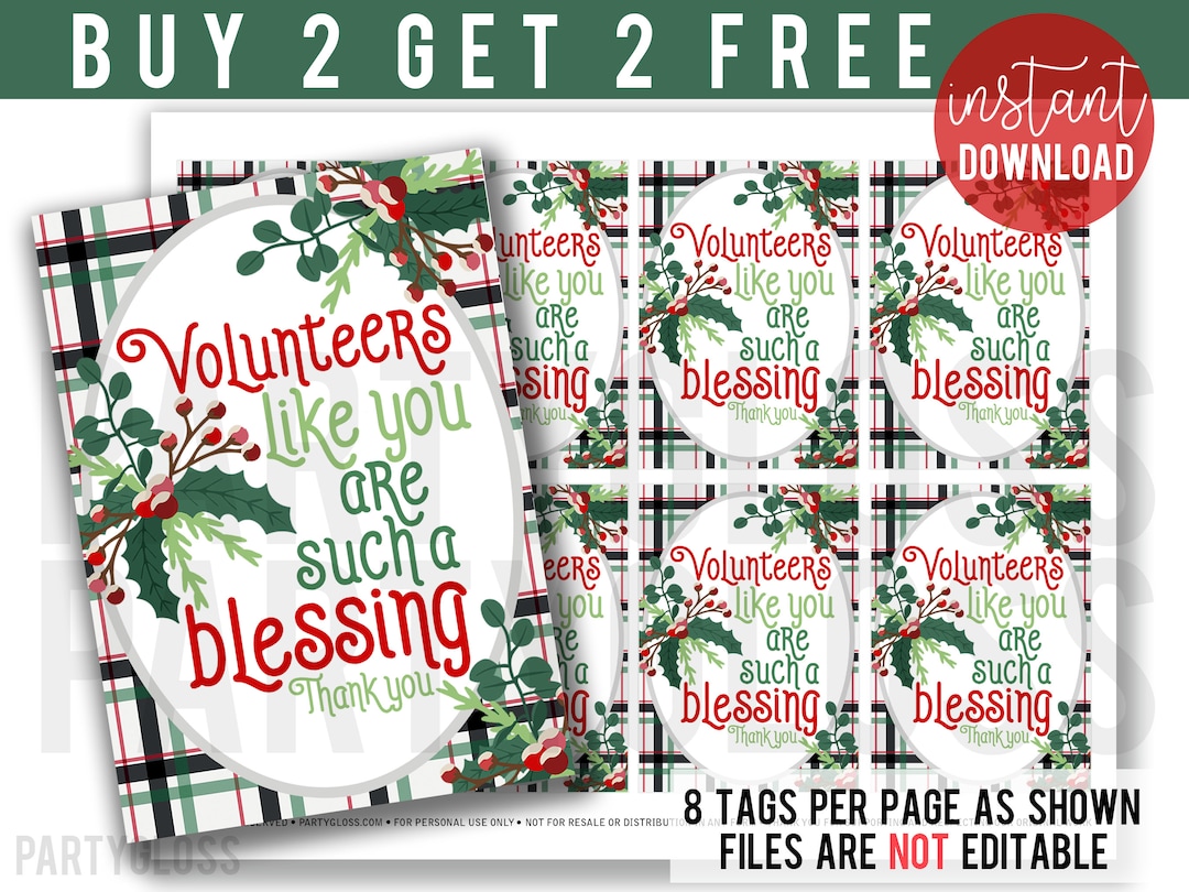 Volunteer Appreciation Printable Tag Volunteers Tag Christmas Gift Tag ...