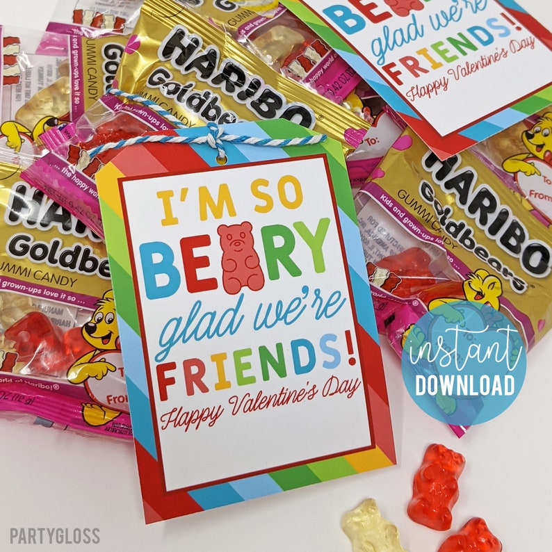 Gummy Bear Valentine's Day Printable Tag | Gummy Valentine | Boy Valentine Tag | Class Valentine | Easy Valentine | Gummy Valentine Ideas 