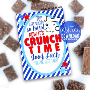 Musik Crunch Time Good Luck druckbare Geschenkanhänger, Schokoriegel Candy Regionals Chor Marching Band Performance Orchester Club