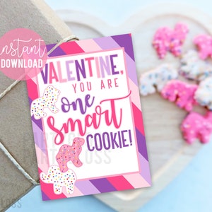 Biscuit intelligent du cirque biscuit animal Saint-Valentin à imprimer, un cookie intelligent rose blanc, biscuit givré animal Saint-Valentin, salle de classe