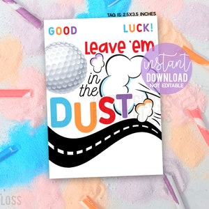 Golf Lasciali nella polvere Etichette regalo stampabili Invito al torneo di buona fortuna Partita scolastica Snack Dolcetti di squadra Corso Pixie Pixy Candy