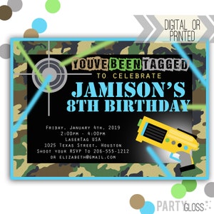 Laser Tag Invitation - Digital or Printed | Camo Laser Tag Printable | Camo Invite | Laser Lazer Tag Birthday Invitation | Laser Tag Party