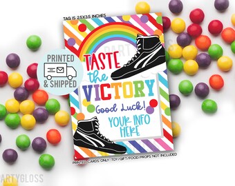 Printed and Shipped Wrestling Taste The Victory Good Luck Gift Tags Rainbow Candy State Playoffs Game Team Tournament Competition Meet Match