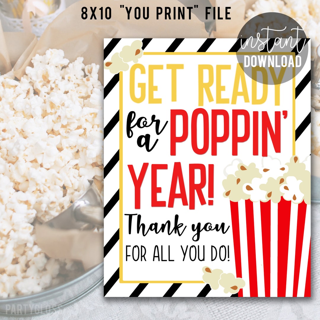 Back to School Popcorn 8x10 Sign, Get Ready for A Poppin Year Teacher 