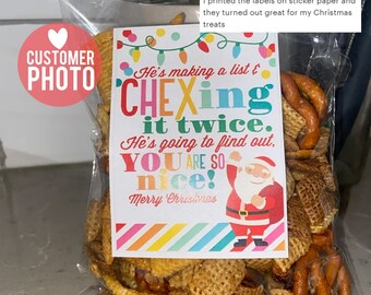 クリスマス サンタ リストを作る 2回チェックする 感謝 印刷可能なタグ
