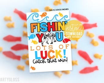Wrestling Fishin' You Lots Of Luck Catch That Win Printable Gift Tags Practice Match Meet State Tournament Camp Snacks Goldfish Competition