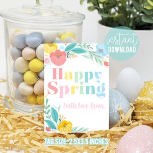 Fröhliche Frühling Geschenkanhänger zum Ausdrucken, nicht religiös Ostergeschenk Geschenkanhänger Personal Team Freund Nachbar Büro Kollege Mitarbeiter Klasse Bus