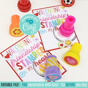 Bearbeitbarer Stempel Valentinstag zum Ausdrucken, Stamper Valentine Ink Klasse Klassenkamerad Team Nachbar Mitfahrgelegenheit Freund Teammate Truppe Kumpel Non Food