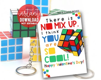 Puzzle Cube Valentine's Day Printable Tags Valentine Friendship Day Non-Food Friends Team Class Key Chain Math Toy Teacher Retro Mix Up