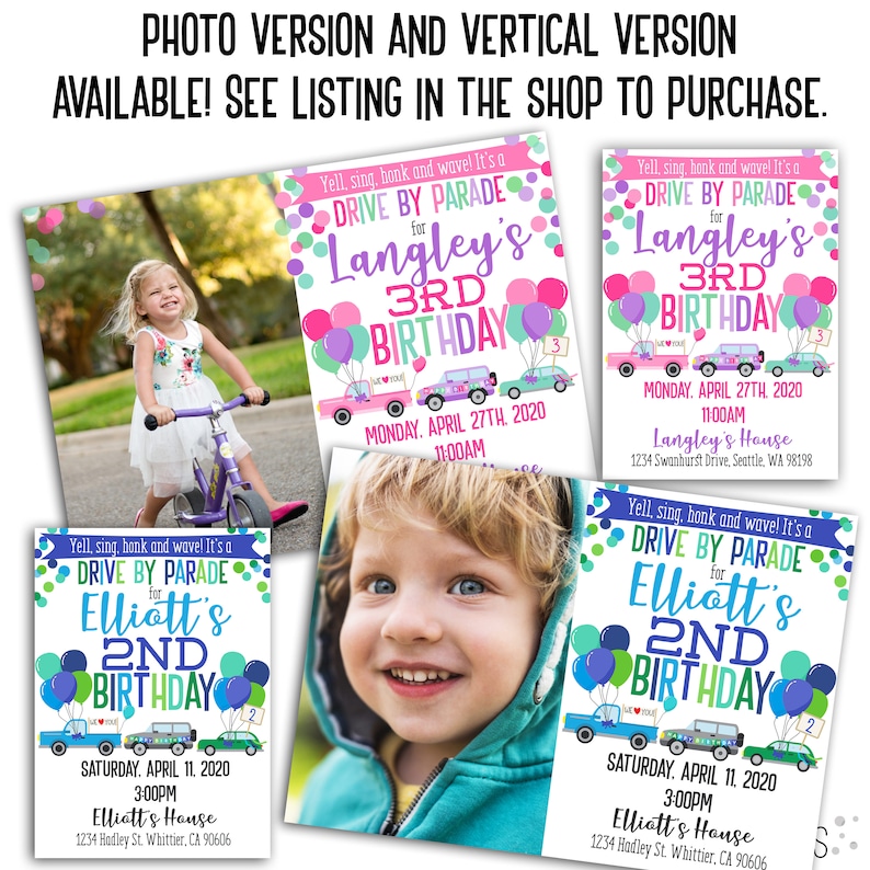 Drive by Birthday Parade Invitation Digital Invitation Etsy