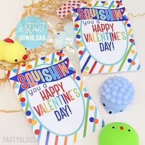 Squishy Toy Valentine&#39;s Day Printable Gift Tags Squisin&#39; You Blue Boy Valentine Easy Squishie Toy Class Friends Team Students Non Food