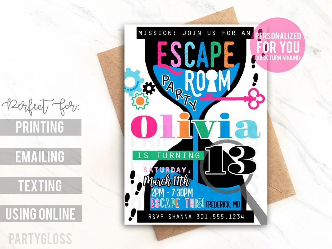 Escape Room Birthday Invitation, Mystery Spy Invite, Escape Party ...