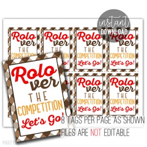Veel succes afdrukbare cadeaukaartjes, Rolo ver The Competition Conference State Title Game Day Team Treats Sports Candy Teamgenoot Verkoopvergadering