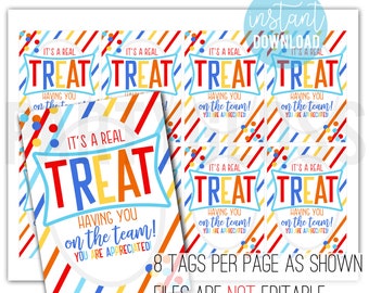 Rice Treat Team Appreciation Printable Tags | Employee Gift | Rice Treat Tag | Staff Gift | Employee Appreciation Ideas | Sports Team Treats